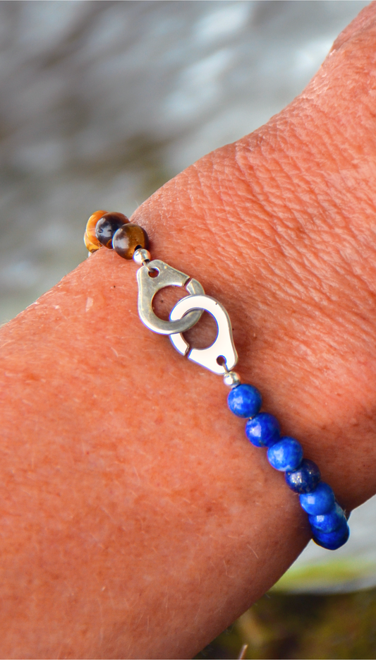 "Bordeaux" Natural Stone Bracelet Lapis Lazuli X Tiger's Eye