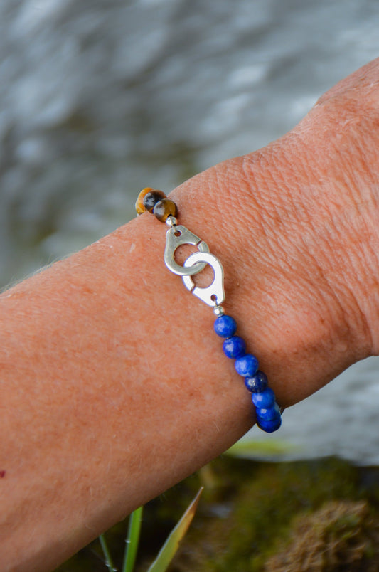 "Bordeaux" Natural Stone Bracelet Lapis Lazuli X Tiger's Eye