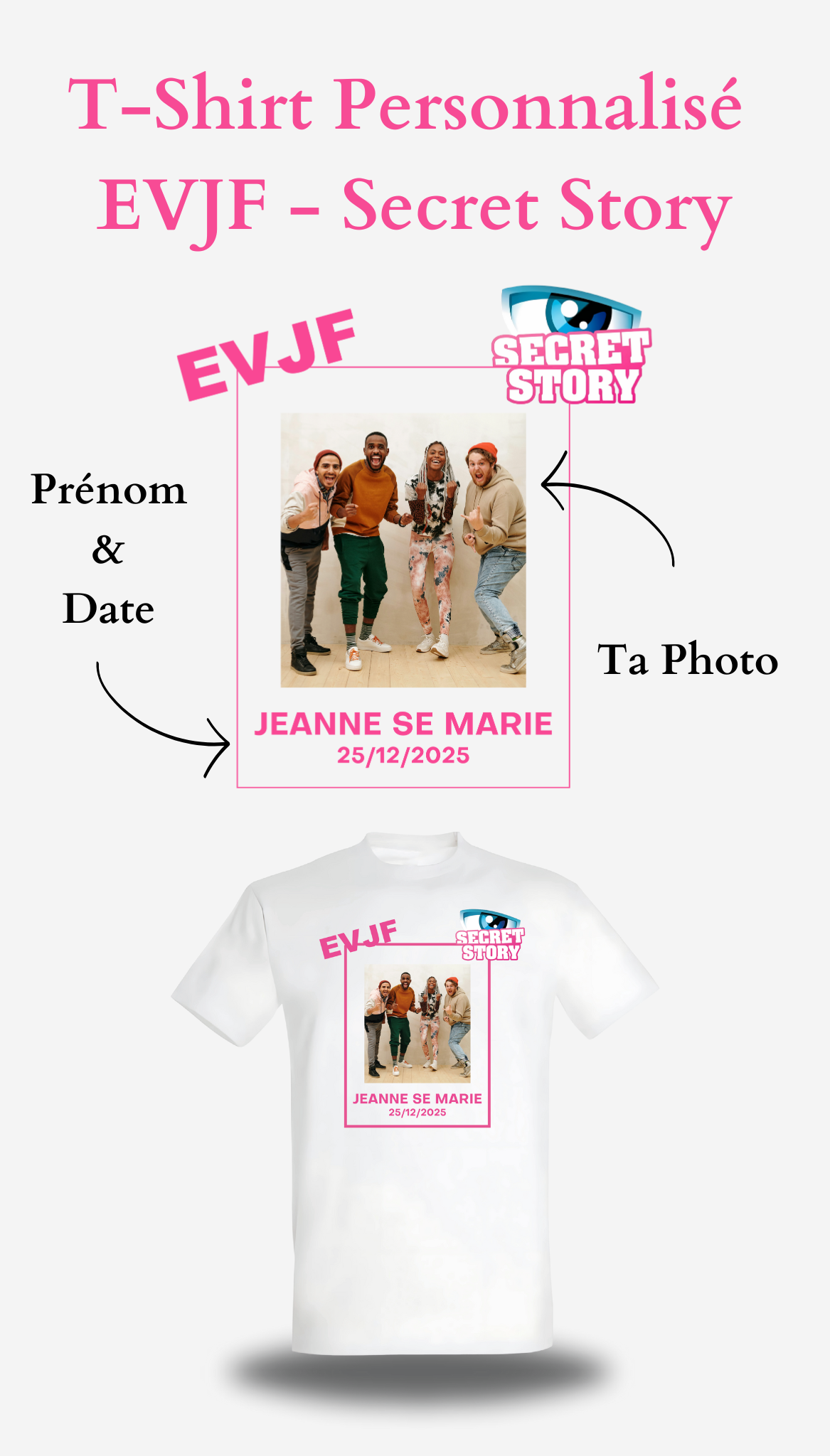 T-Shirt EVJF personnalisé Secret-Story