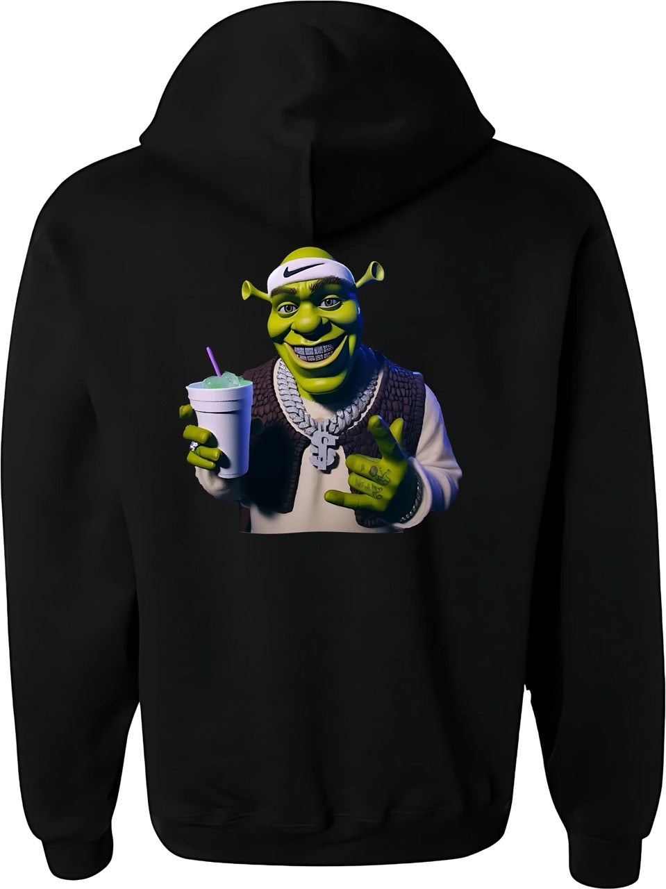 SUDADERA NEGRA DE SHREK DEBAJO DE LEAN