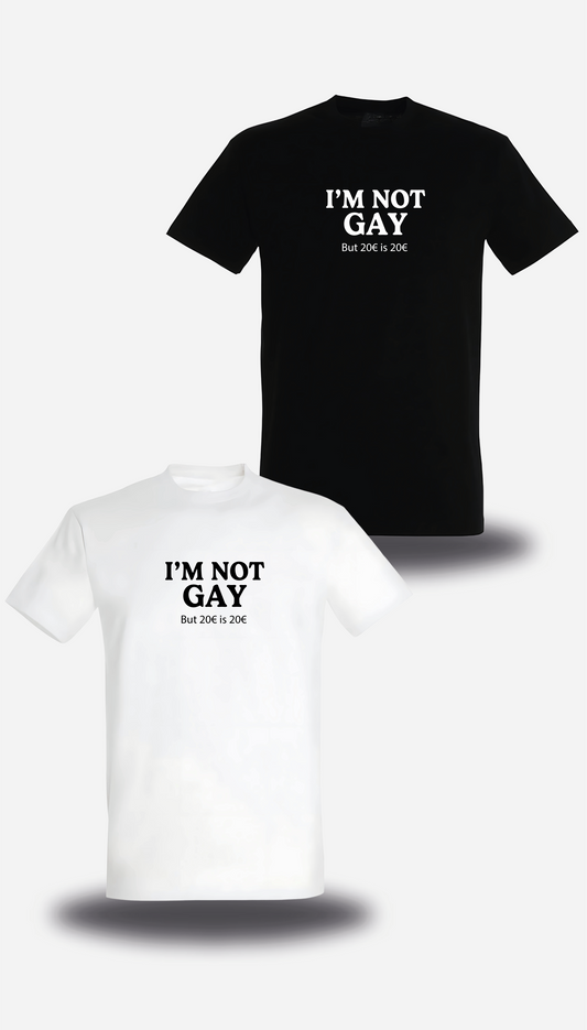 T-SHIRT LGBT - I'M NOT GAY BUT 20€ is 20€