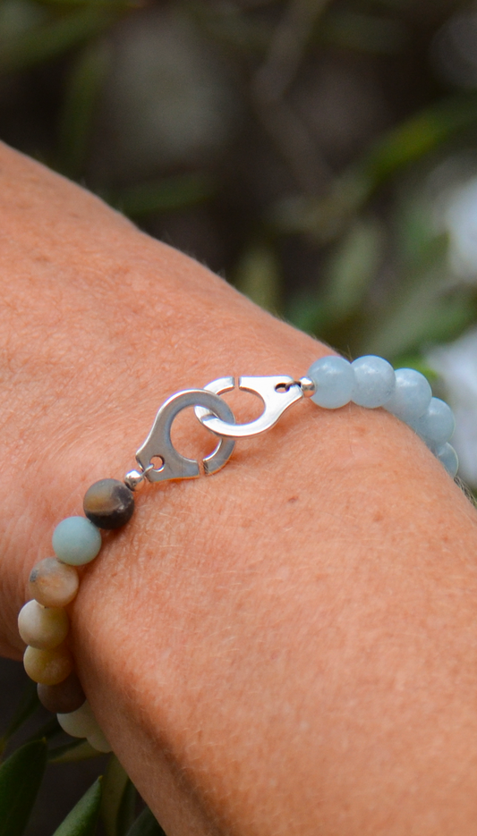 "Toucy" Natural Stone Bracelets Aquamarine X Raw Amazonite