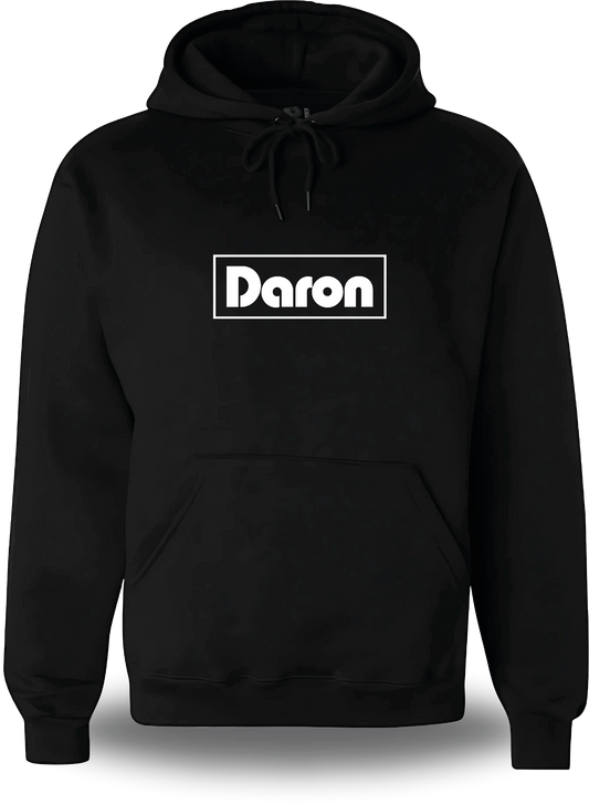 Schwarzer Hoodie „Daron“, Vorderansicht, Motiv: Liebe, Familie und Papa