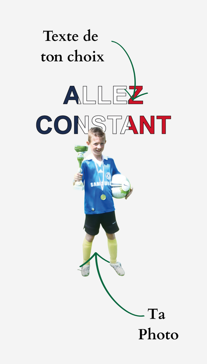 T-Shirt Fan personnalisable photo + texte "allez (nom de ton choix)"