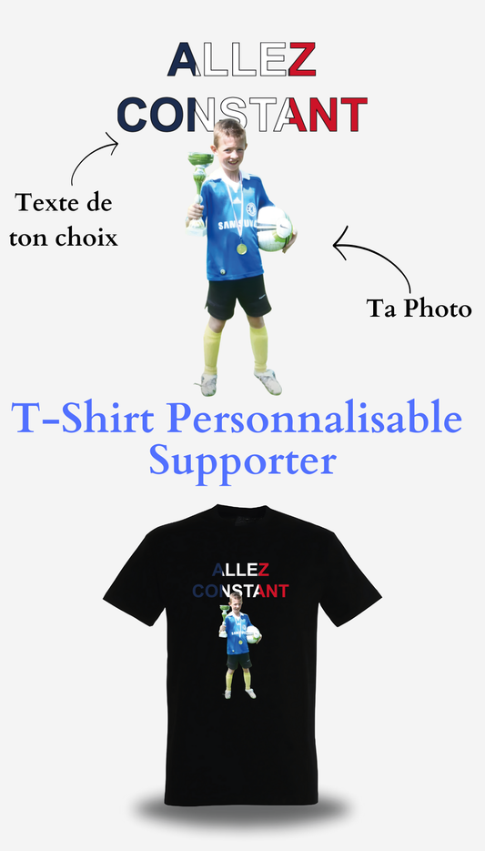 T-Shirt Fan personnalisable photo + texte "allez (nom de ton choix)"