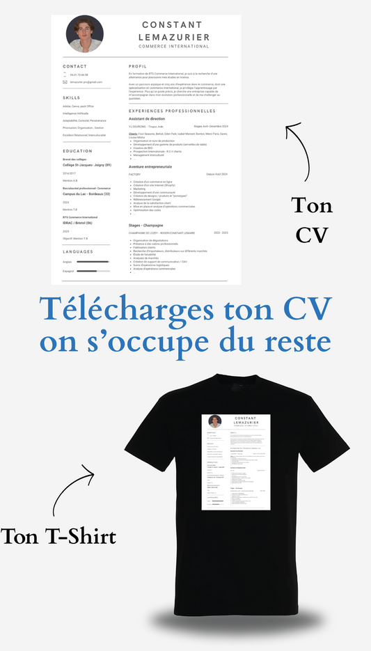T-Shirt CV personnalisé - Cherche 1 Emploi