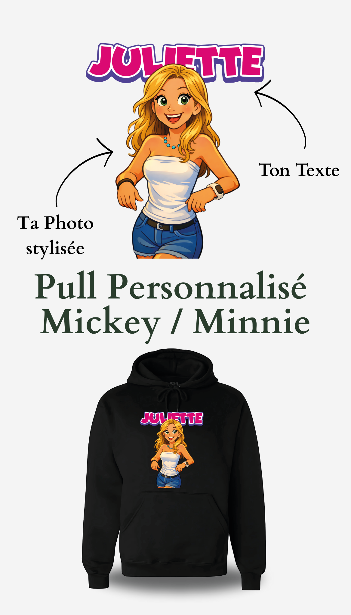 Sweatshirt Mickey / Minnie personnalisable