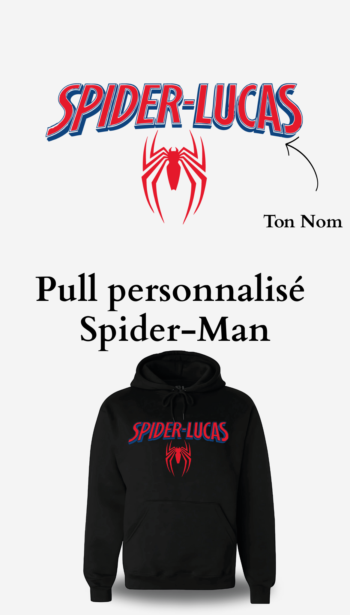 Sweatshirt Spider-Man personnalisé