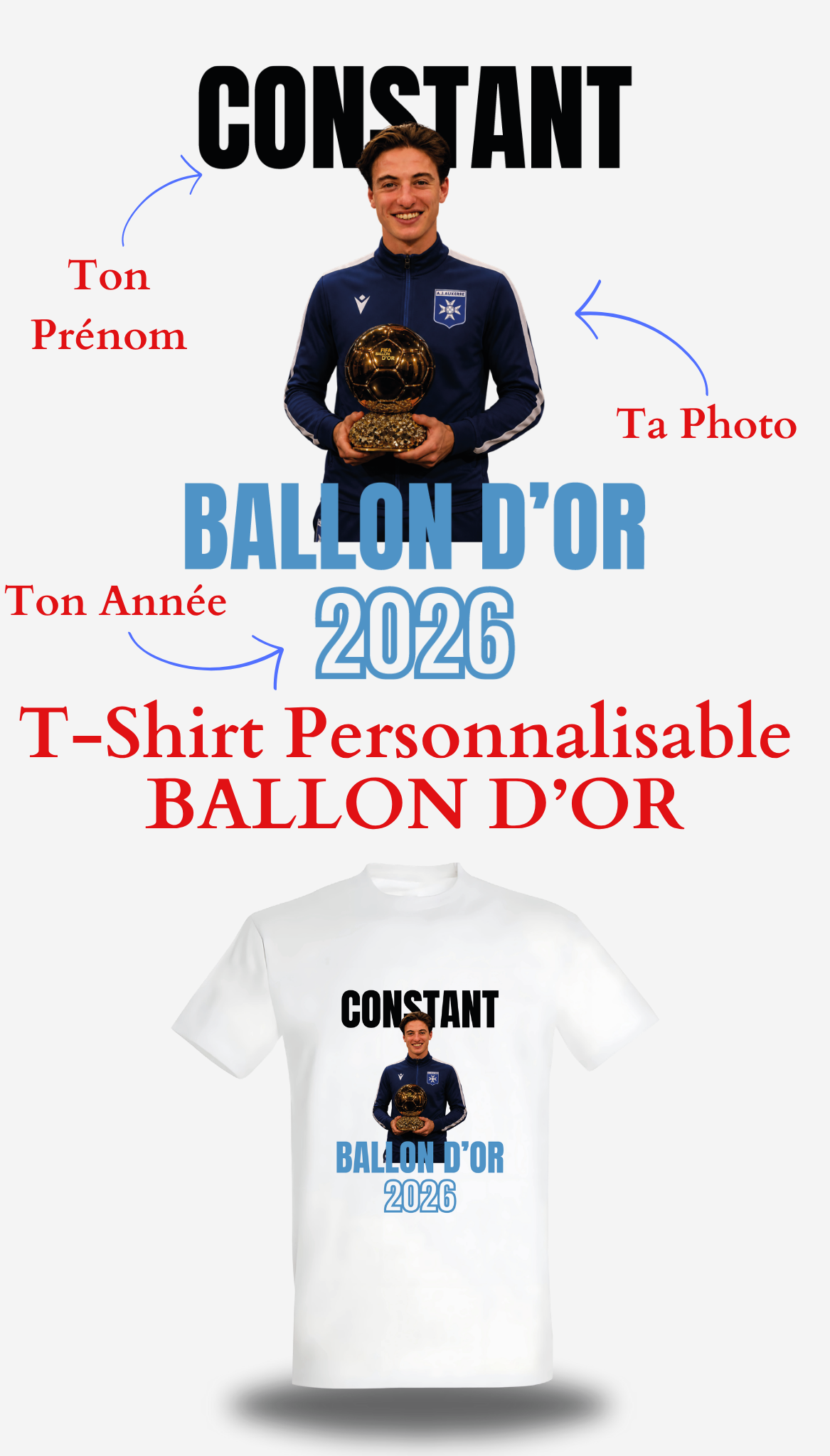 T-shirt Ballon d'Or personnalisable
