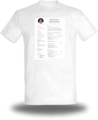 T-Shirt CV personnalisé - Cherche 1 Alternance