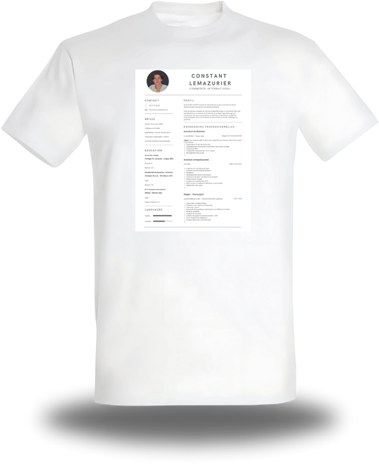 T-Shirt CV personnalisé - Cherche 1 Emploi