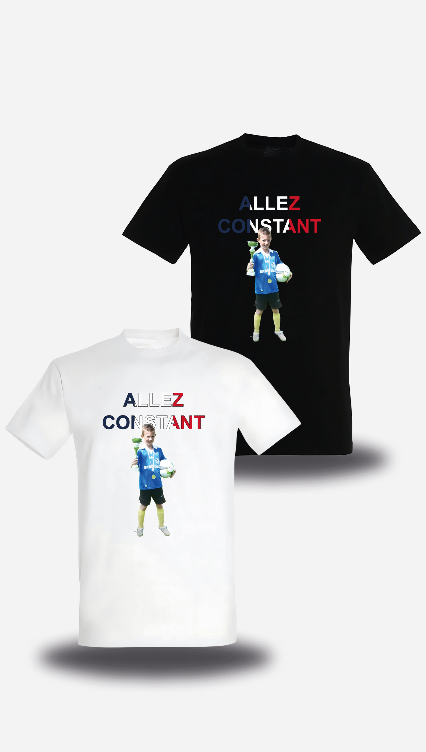 T-Shirt Fan personnalisable photo + texte "allez (nom de ton choix)"