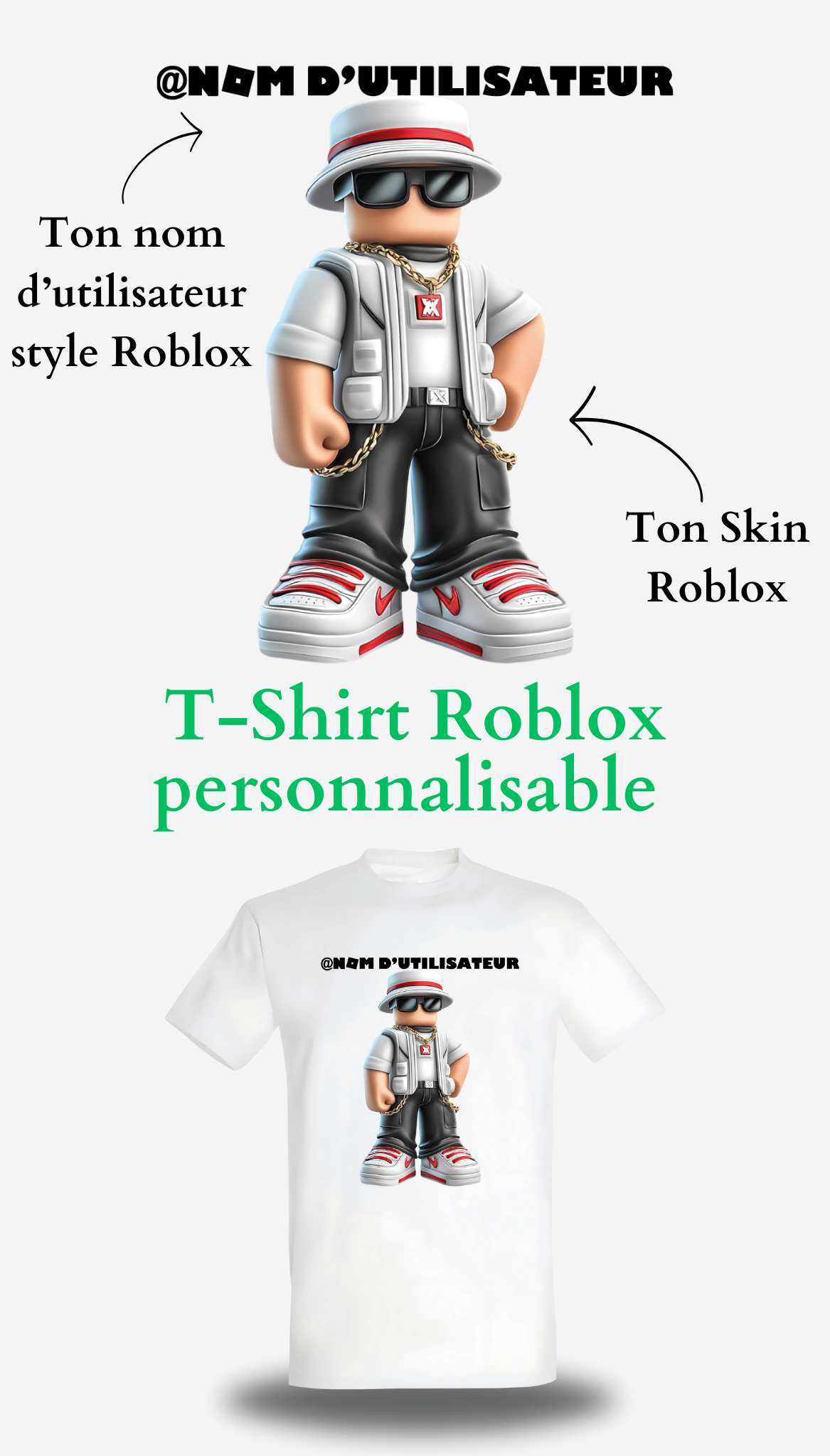 T-Shirt Roblox personnalisable Skin