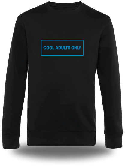 Pull col rond noir Cool Adults Only vu de face, design amour, humour, papa, grand parent