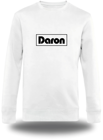 Pull col rond blanc Daron vu de face, design amour, famille, papa, père