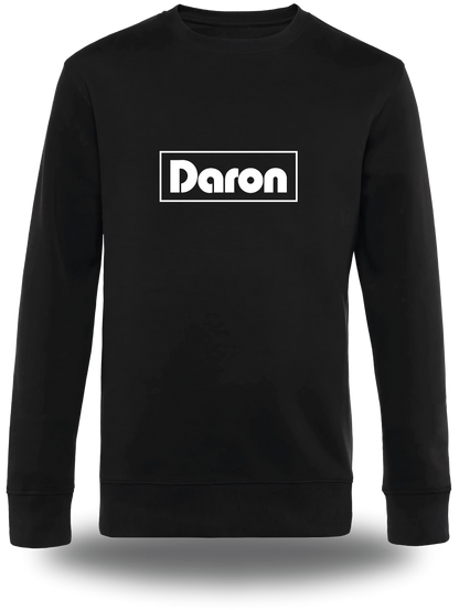 Pull col rond noir Daron vu de face, design amour, famille, papa, père