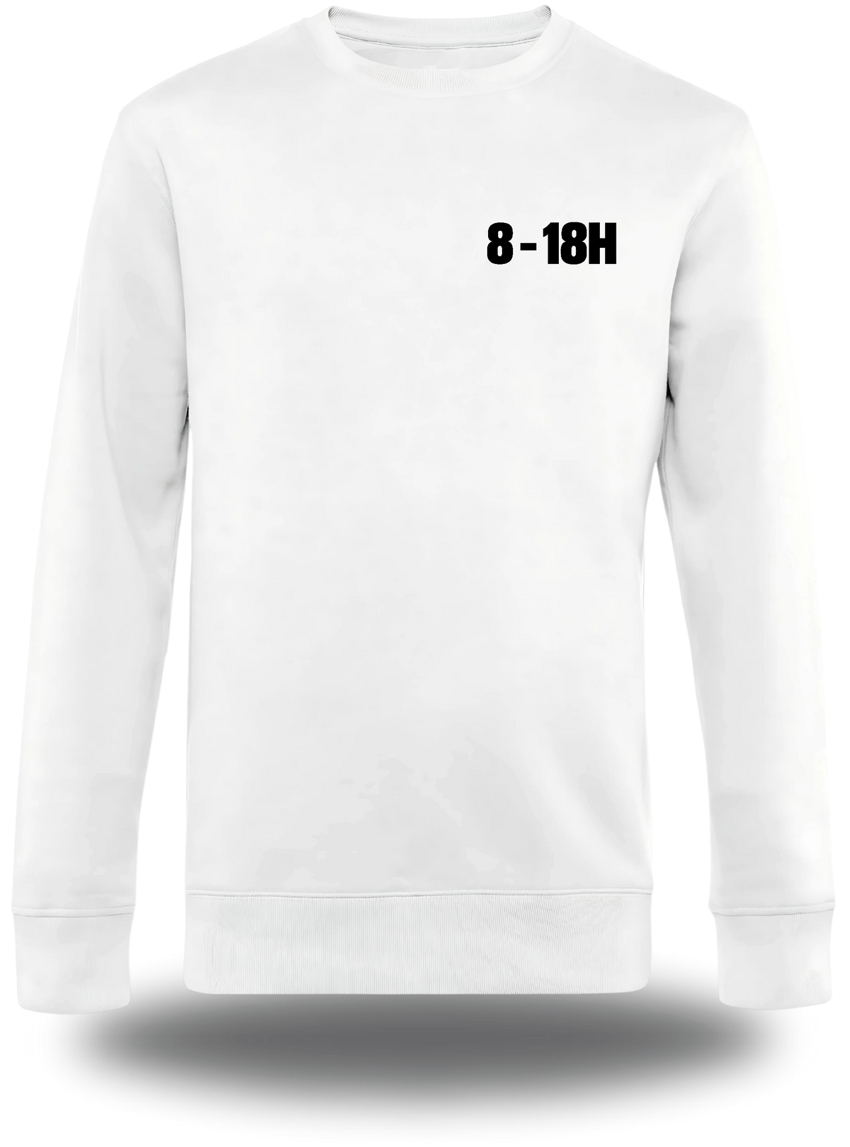 Pull col rond blanc Manifestation Lycée 8h 18h Plus Le Temps De Se Br vu de face, design humour, communauté, politique, punch