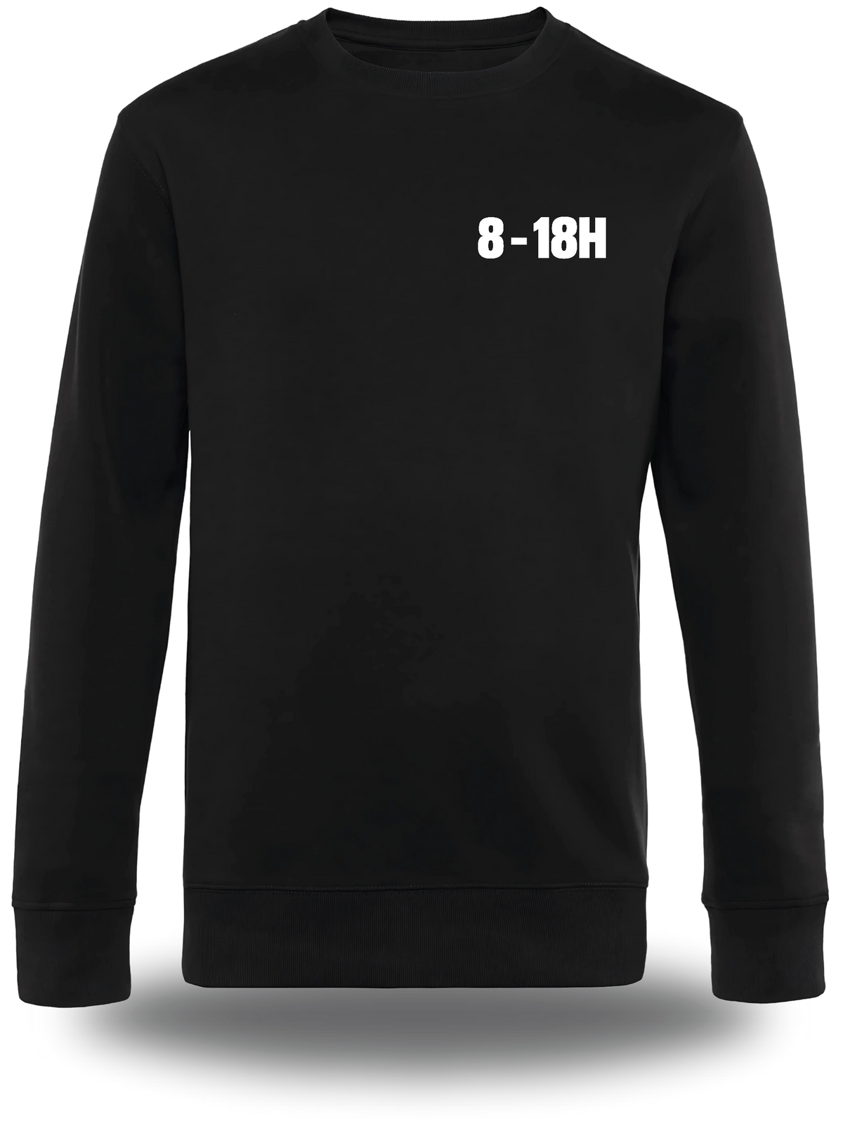 Pull col rond noir Manifestation Lycée 8h 18h Plus Le Temps De Se Br vu de face, design humour, communauté, politique, punch