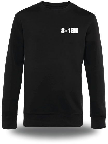 Pull col rond noir Manifestation Lycée 8h 18h Plus Le Temps De Se Br vu de face, design humour, communauté, politique, punch