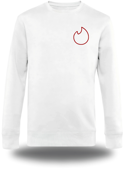 Pull col rond blanc Mon Ere Dating Est Terminée vu de face, design humour, amour, punch, humour beauf