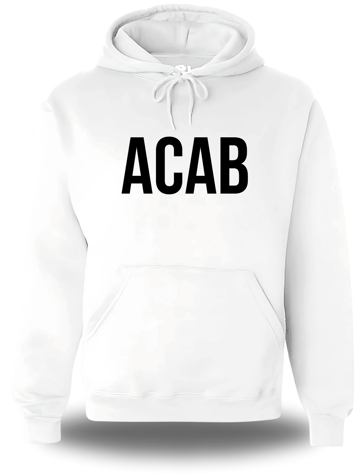 Sweatshirt à capuche blanc « ACAB - All cops are Bastards » vu de face, design politique et révolution