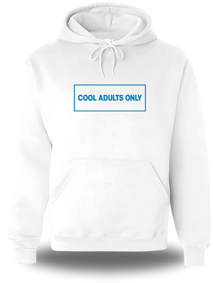 Sweatshirt à capuche blanc Cool Adults Only vu de face, design amour, humour, papa, grand parent