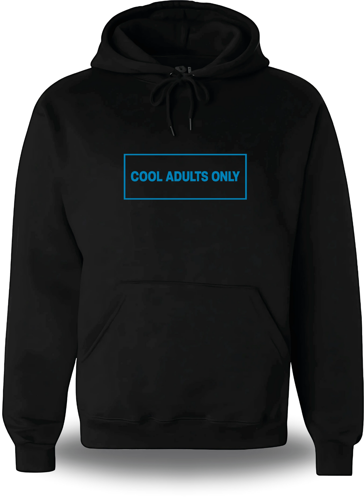Sweatshirt à capuche noir Cool Adults Only vu de face, design amour, humour, papa, grand parent