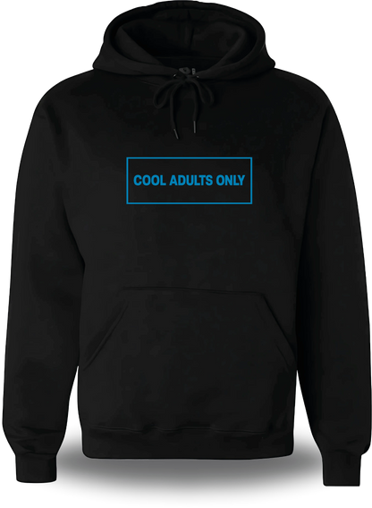 Sweatshirt à capuche noir Cool Adults Only vu de face, design amour, humour, papa, grand parent