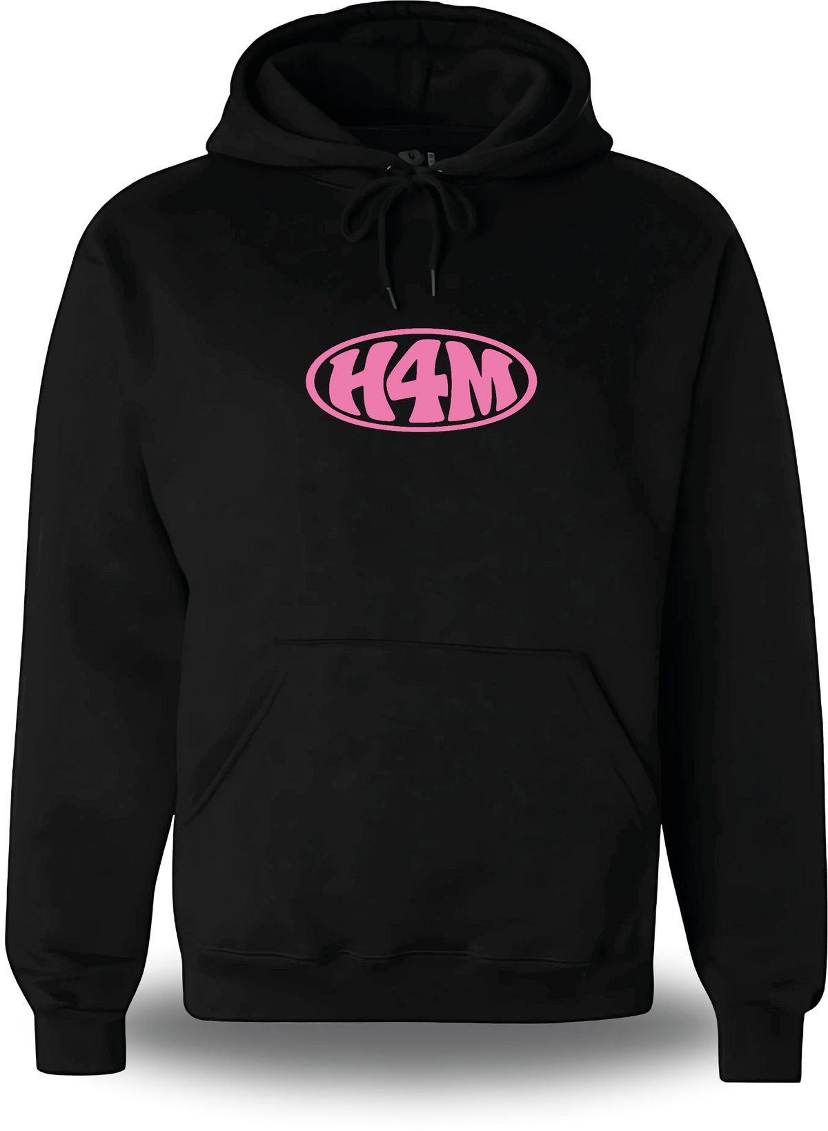 Sweatshirt à capuche noir « H4M » vu de face, design internet et Humour