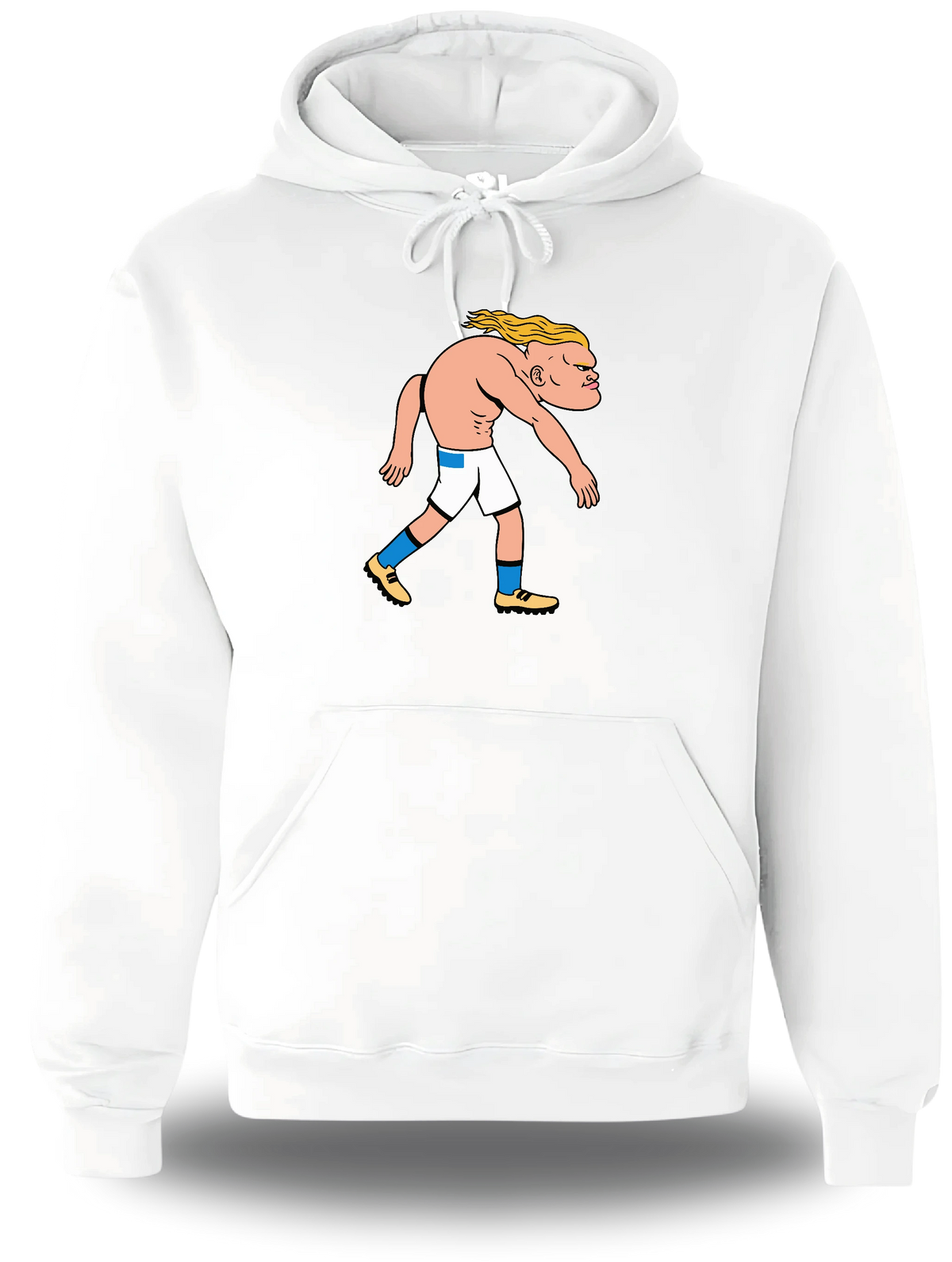 Sweatshirt à capuche blanc Haaland vu de face, design sport, football, Sweatshirt Haaland, vrais