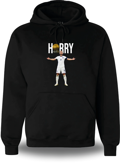 Sweatshirt à capuche noir « Harry Kane Ballon D'or » vu de face, design sport et football