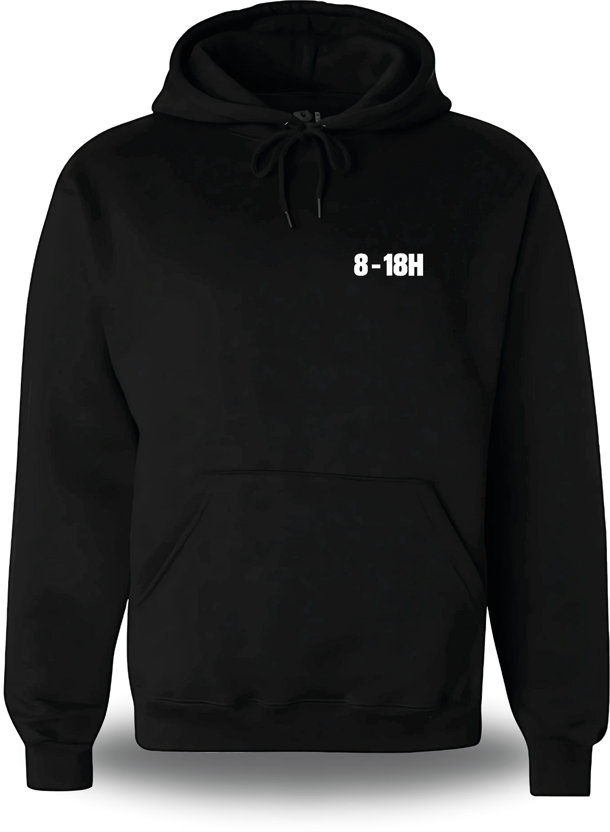 Sweatshirt à capuche noir Manifestation Lycée 8h 18h Plus Le Temps De Se Br vu de face, design humour, communauté, politique