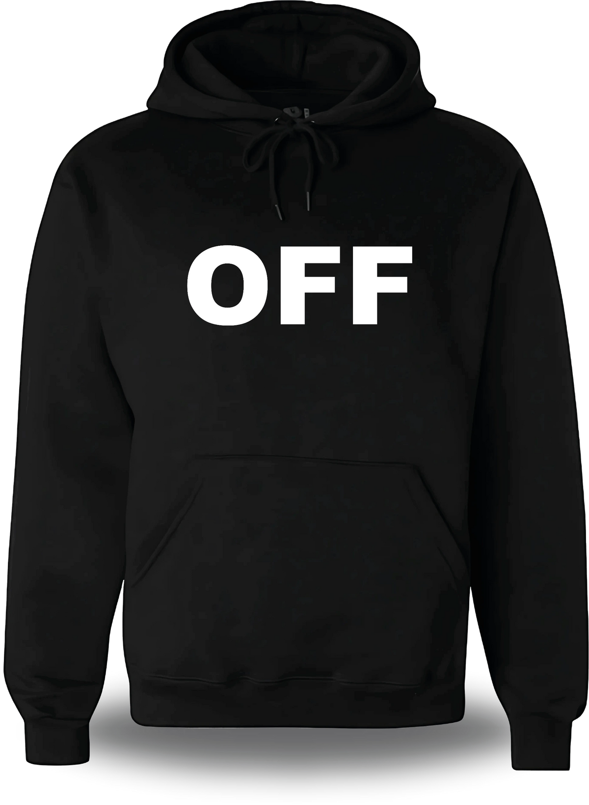 Sweatshirt à capuche noir Off vu de face, design humour, Pull Off, dimanches, famille