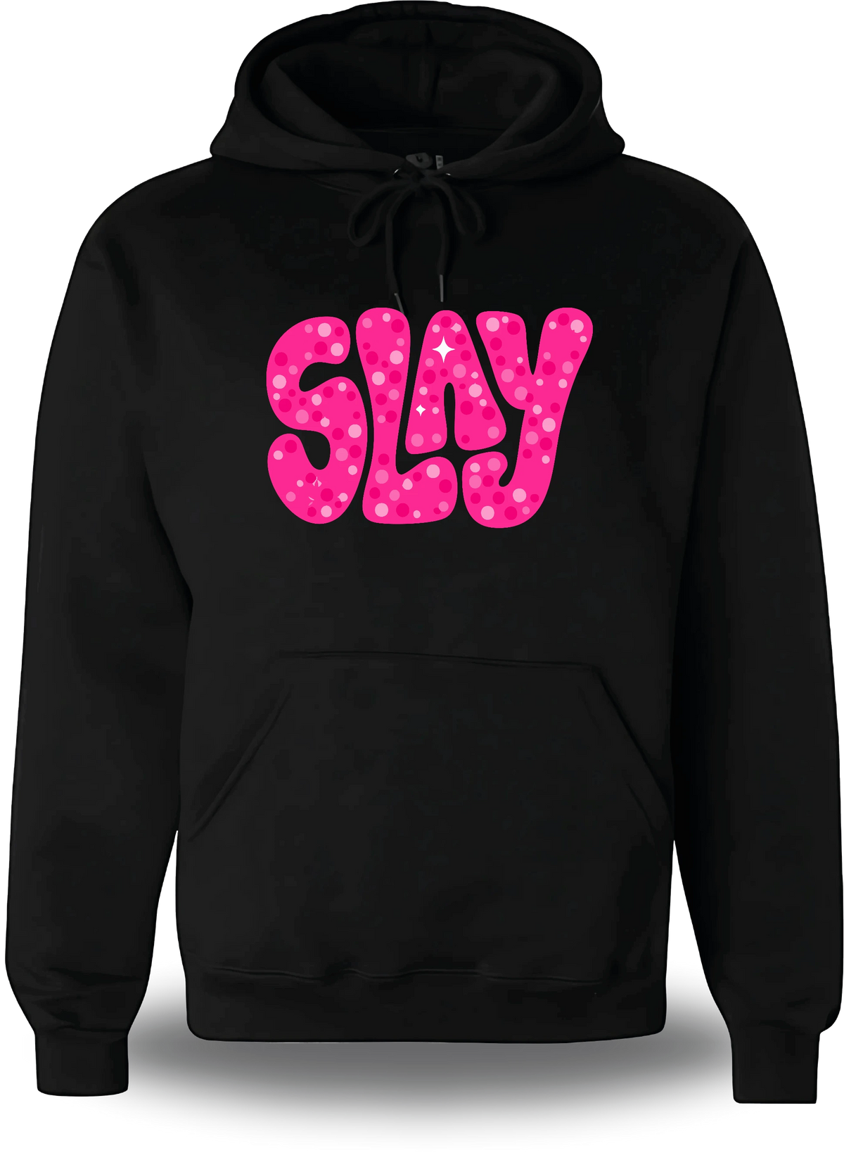 Sweatshirt à capuche noir Slay Rose vu de face, design humour, Slay Rose, assument