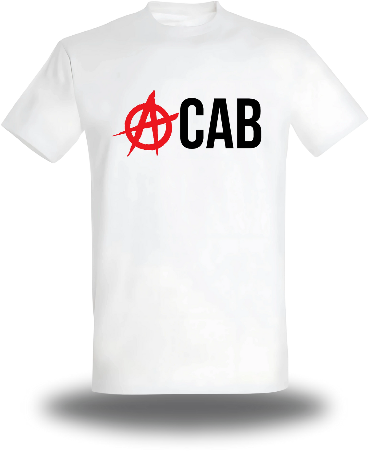 T-shirt blanc « ACAB Anarchique » vu de face, design politique et manifestation