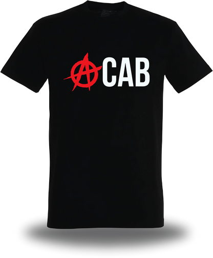T-shirt noir « ACAB Anarchique » vu de face, design politique et manifestation