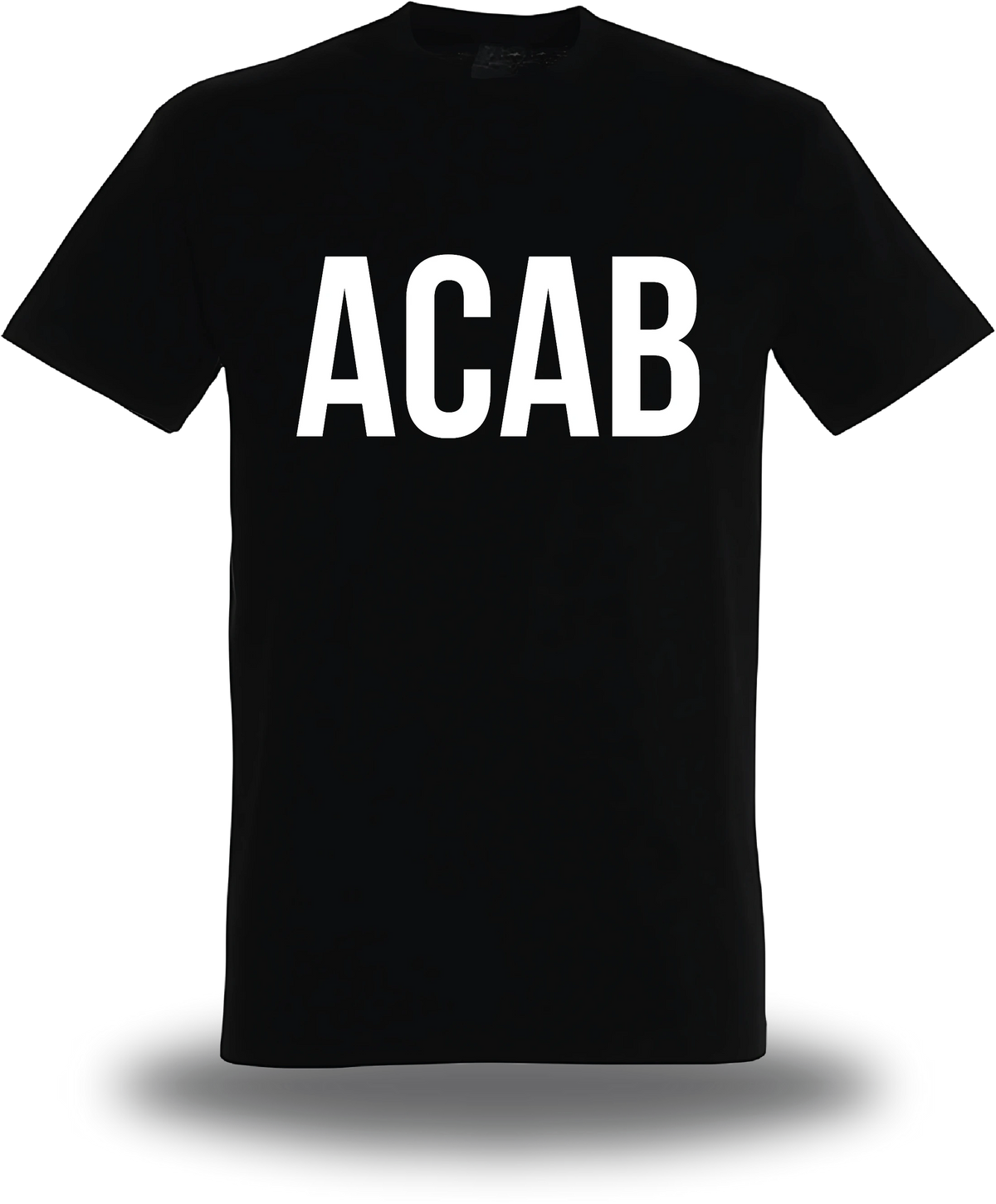T-shirt noir « ACAB - All cops are Bastards » vu de face, design politique et révolution