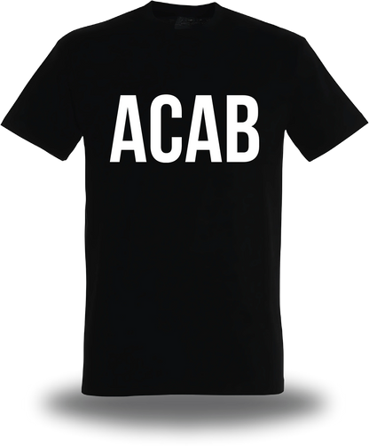 T-shirt noir « ACAB - All cops are Bastards » vu de face, design politique et révolution