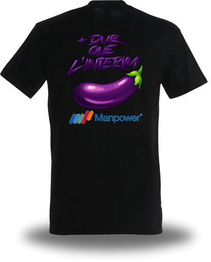 T-shirt noir Anyme Fuck manpower - Plus dur que l'intérim vu de dos, design humour, geek culture, intérim
