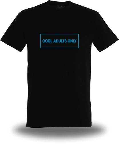 T-shirt noir Cool Adults Only vu de face, design amour, humour, papa, grand parent