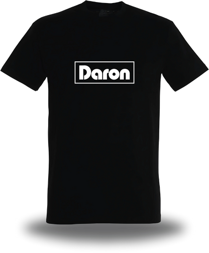 T-shirt noir Daron vu de face, design amour, famille, papa, père