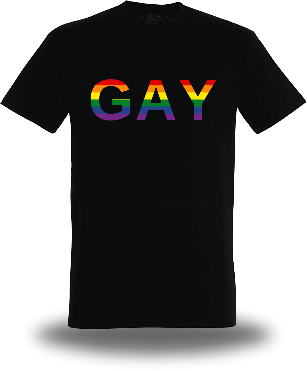 T-shirt noir « Gay » vu de face, design communauté et lgbt