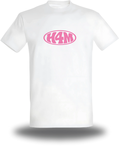 T-shirt blanc « H4M » vu de face, design internet et Humour