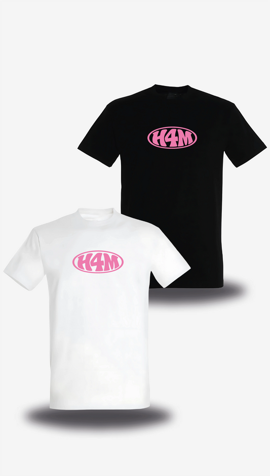 T-shirt «H4M», in bianco e nero, vista frontale, design a tema internet e umorismo