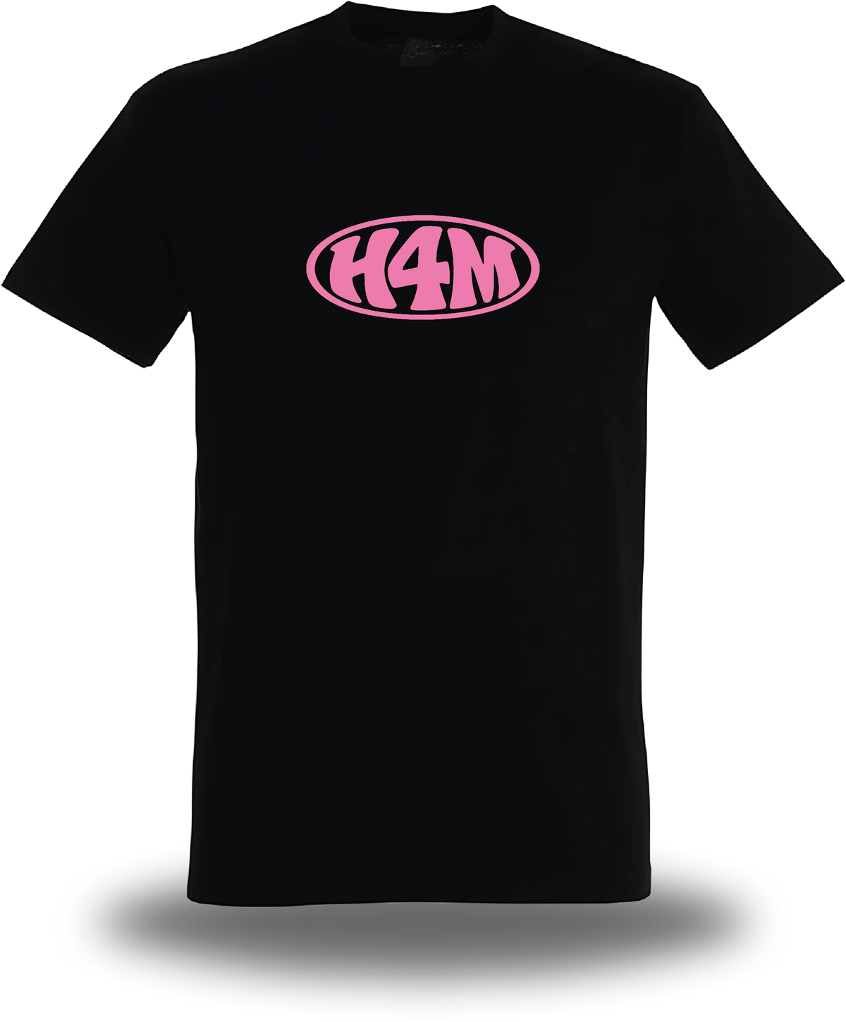 T-shirt noir « H4M » vu de face, design internet et Humour