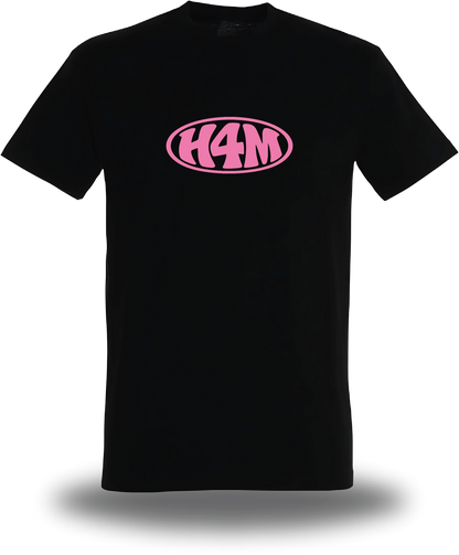 T-shirt noir « H4M » vu de face, design internet et Humour