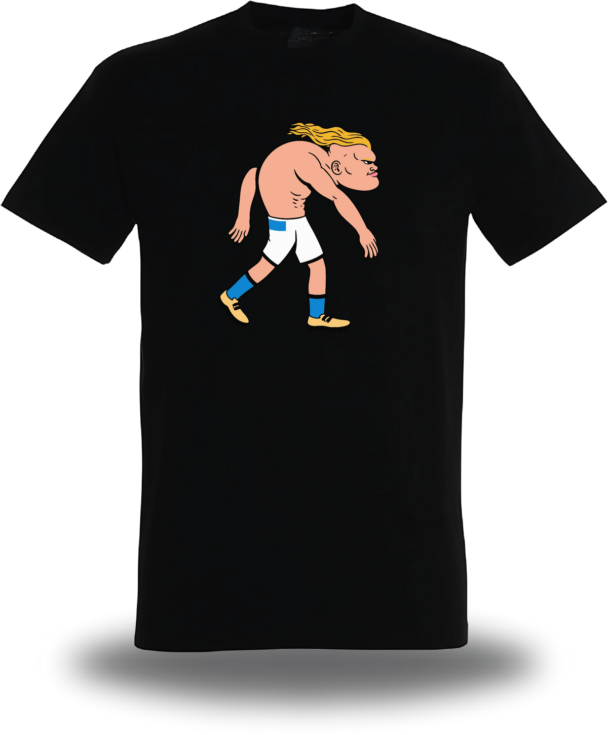 T-shirt noir Haaland vu de face, design sport, football, T-shirt Haaland, vrais