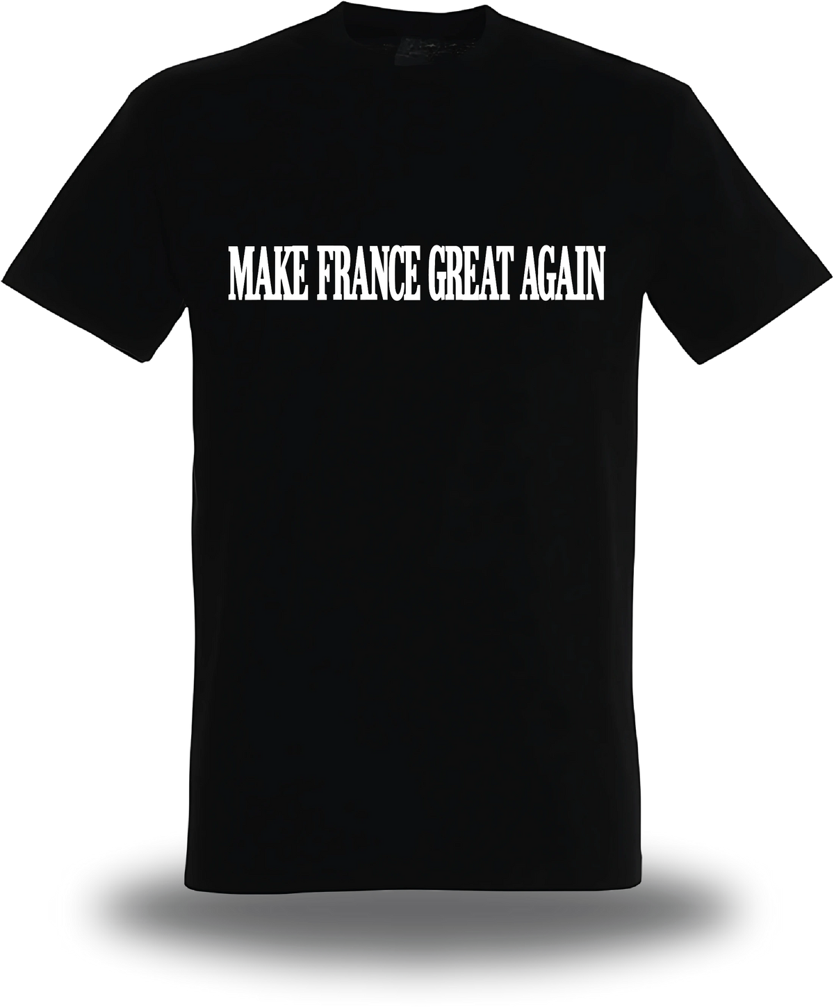 T-shirt noir Make France Great Again vu de face, design politique, punch, election, great again