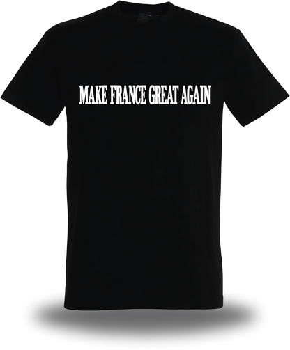 T-shirt noir Make France Great Again vu de face, design politique, punch, election, great again