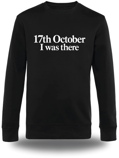 T-shirt manches longues noir « 17 Octobre I Was There » vu de face, design manifestation et révolution